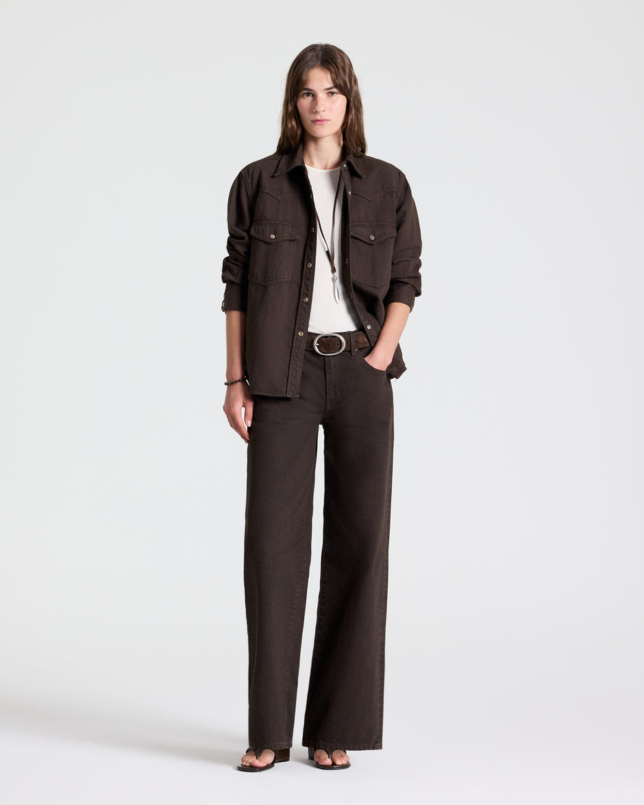 TWP Dark chocolate Harvest Moon Jean in Heavy Denim view 4