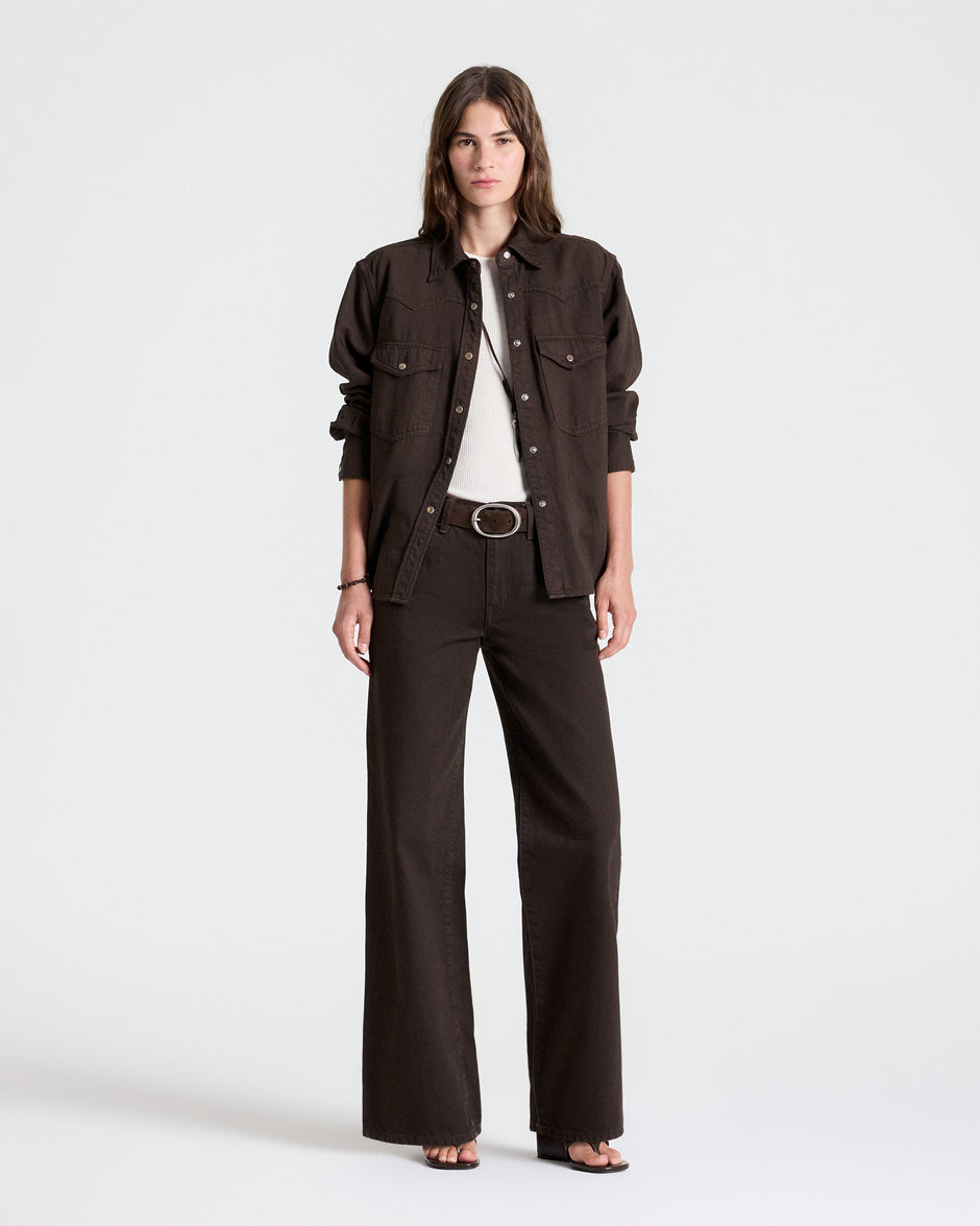 TWP Dark chocolate Harvest Moon Jean in Heavy Denim view 1