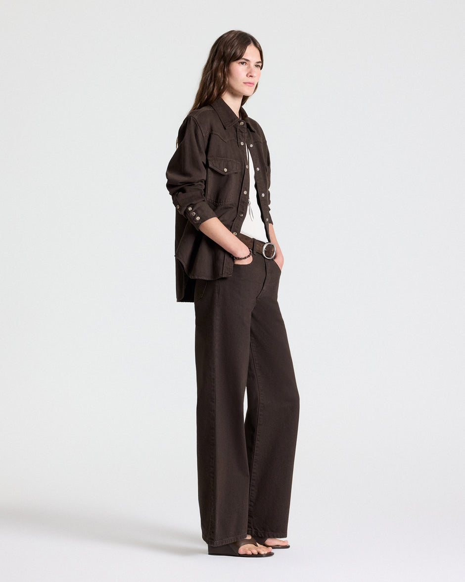 TWP Dark chocolate Harvest Moon Jean in Heavy Denim view 5