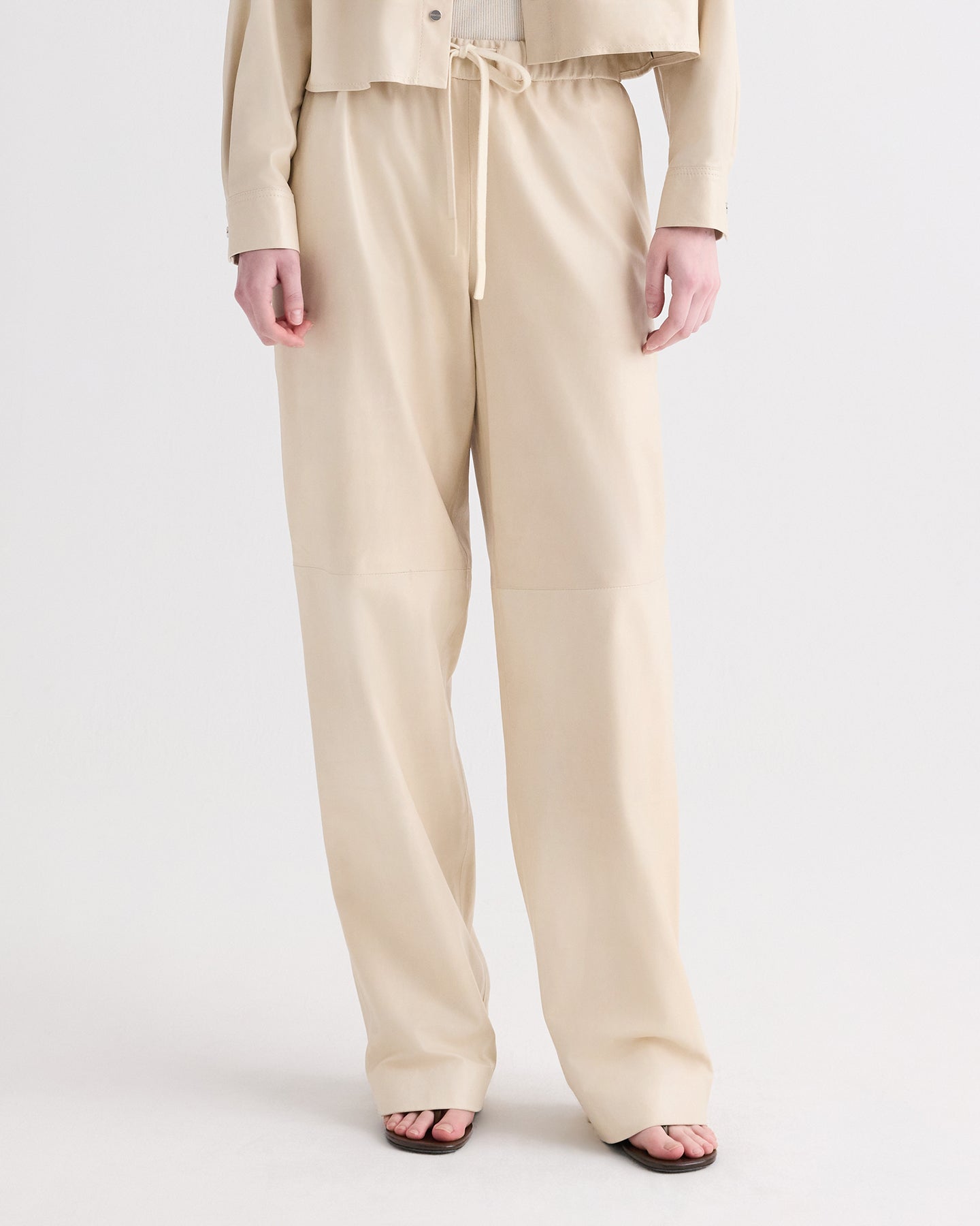 TWP Creme brulee Leather LP Pant in Paper Leather view 2