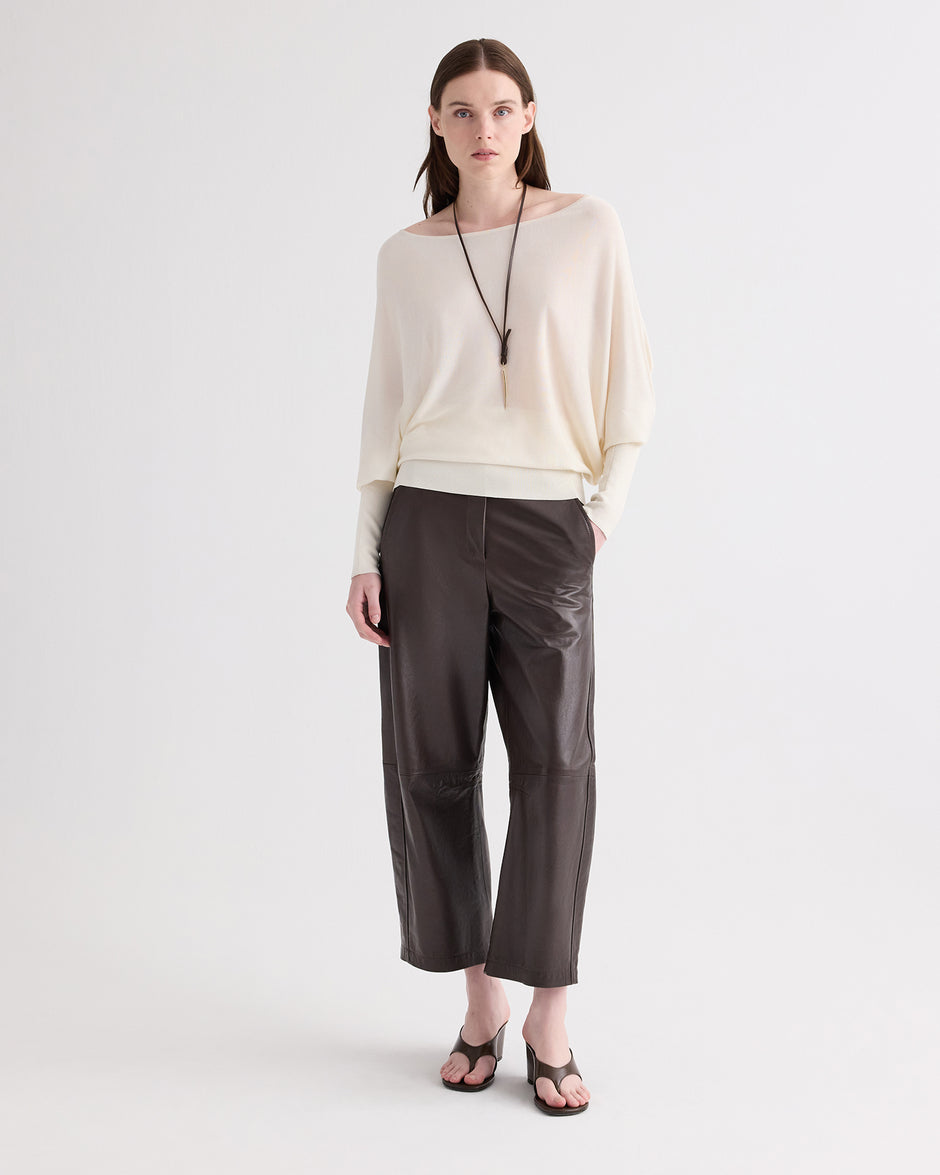 TWP Dark chocolate Slouchy BF Trouser in Dolce Leather view 1