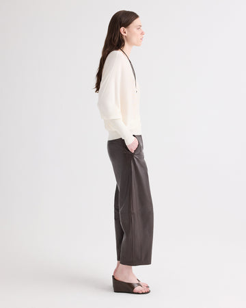 TWP Dark chocolate Slouchy BF Trouser in Dolce Leather view 4