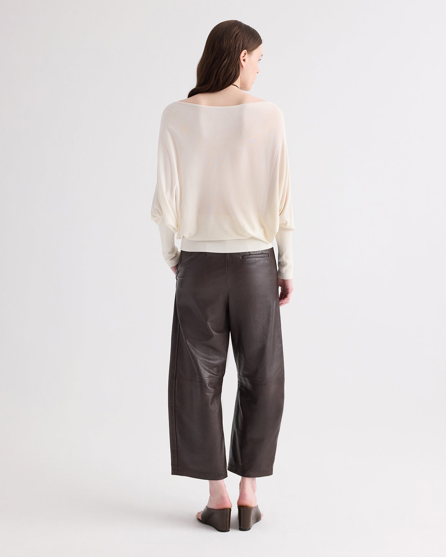 TWP Dark chocolate Leather Slouchy BF Trouser in Dolce Leather view 5