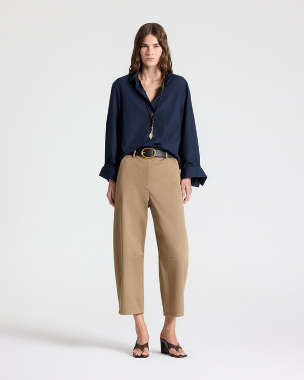 TWP British khaki Slouchy BF Trouser in Trench Chino Twill view 1