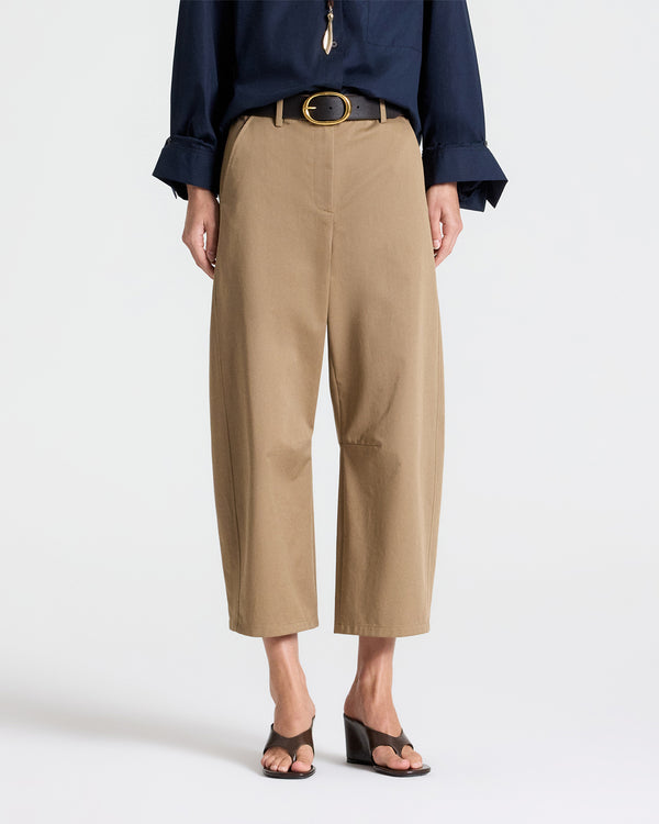 TWP British khaki Slouchy BF Trouser in Trench Chino Twill view 2