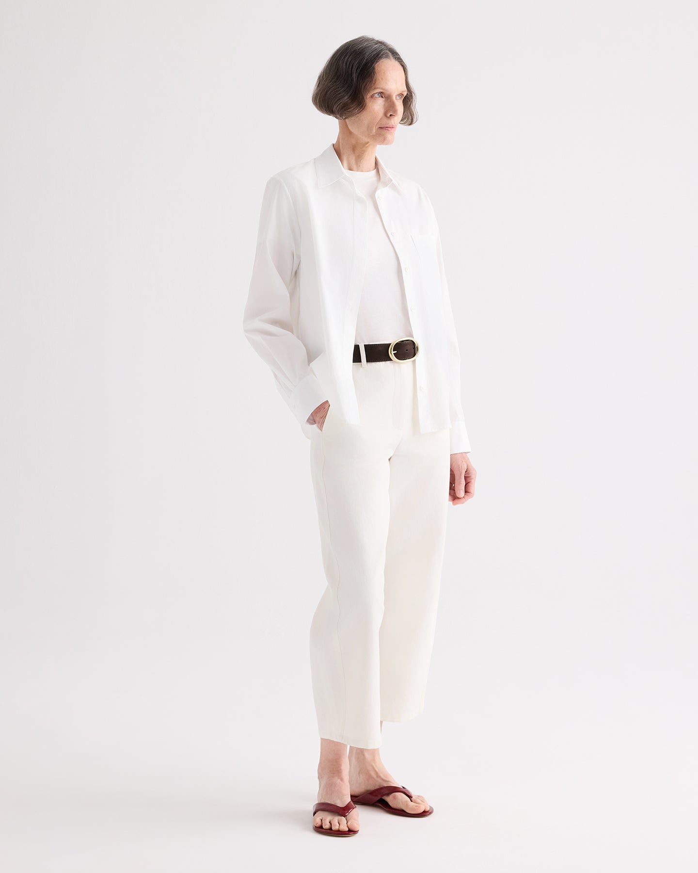 TWP Ivory Slouchy Bf Trouser in Cotton Linen Twill view 3