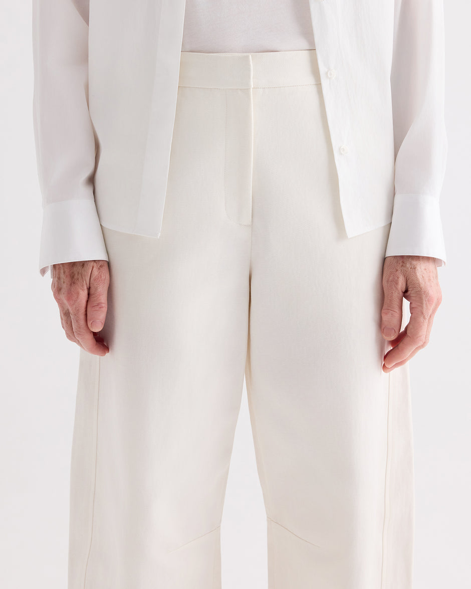 TWP Ivory Slouchy Bf Trouser in Cotton Linen Twill view 4