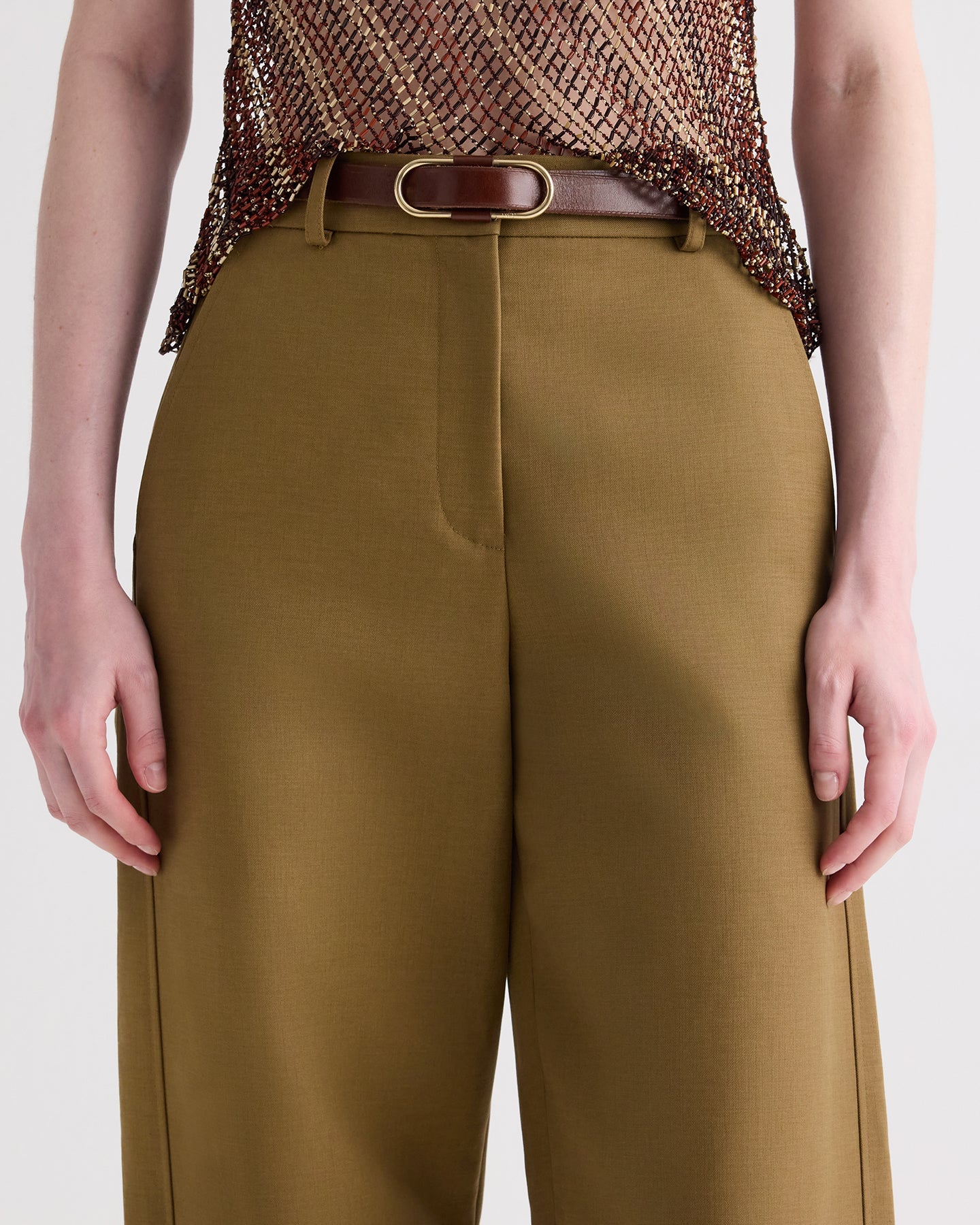 TWP Dark luggage/antique light gold SLIDER BUCKLE BELT - DARK LUGGAGE/ANTIQUE LIGHT GOLD view 2