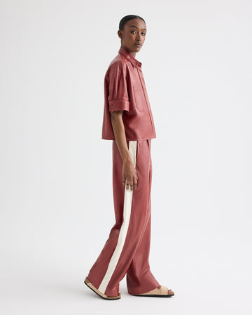 TWP Karanda red / bone Hudson With Tux Stripe Pant in Paper Leather view 1
