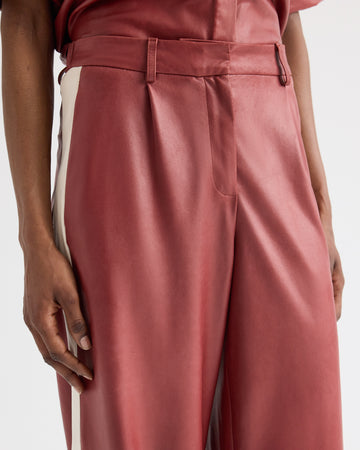 TWP Karanda red / bone Hudson With Tux Stripe Pant in Paper Leather view 3