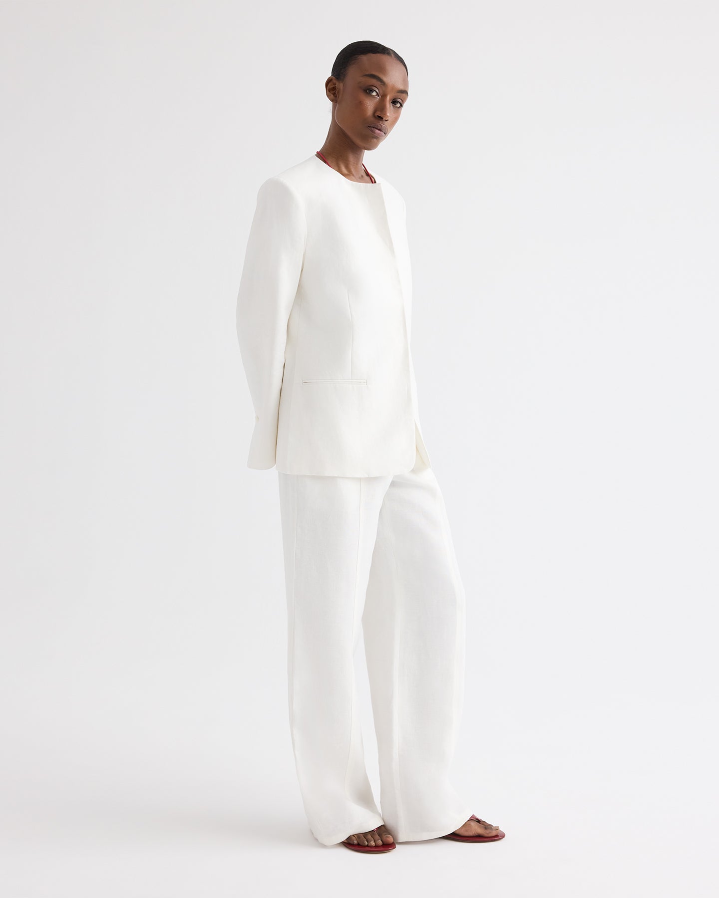 TWP Ivory Slim Demie Pant in Washed Linen view 4