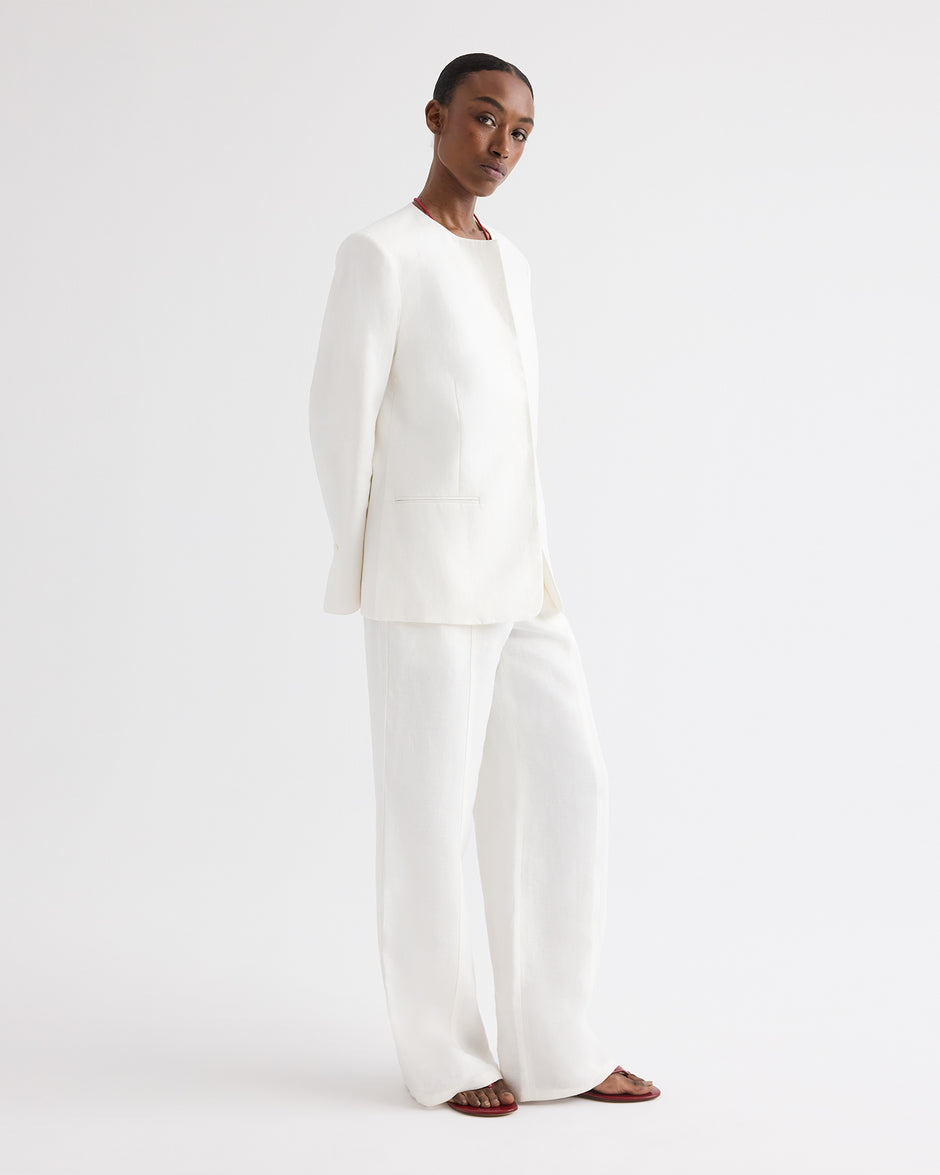 TWP Ivory Slim Demie Pant in Washed Linen view 4