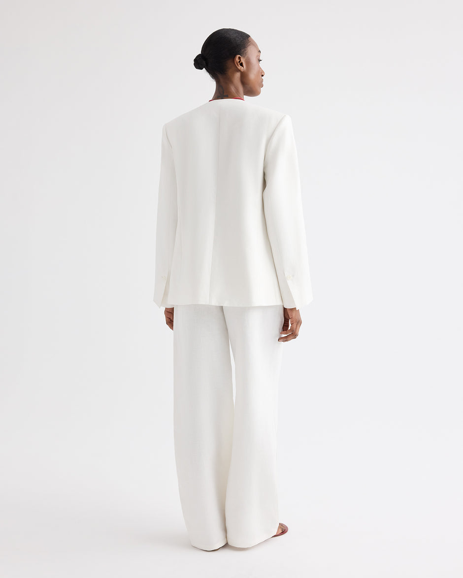 TWP Ivory Slim Demie Pant in Washed Linen view 5