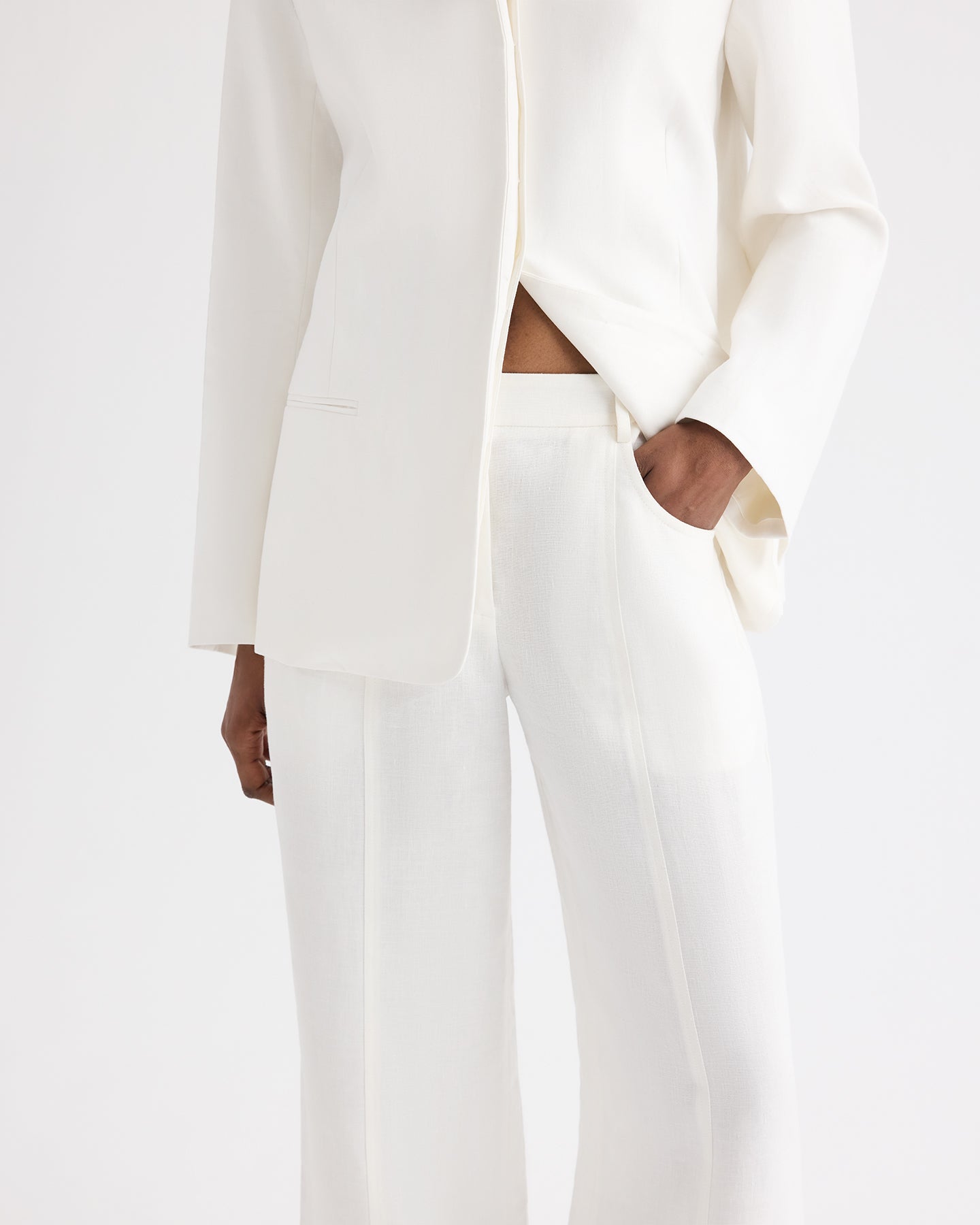 TWP Ivory Slim Demie Pant in Washed Linen view 2