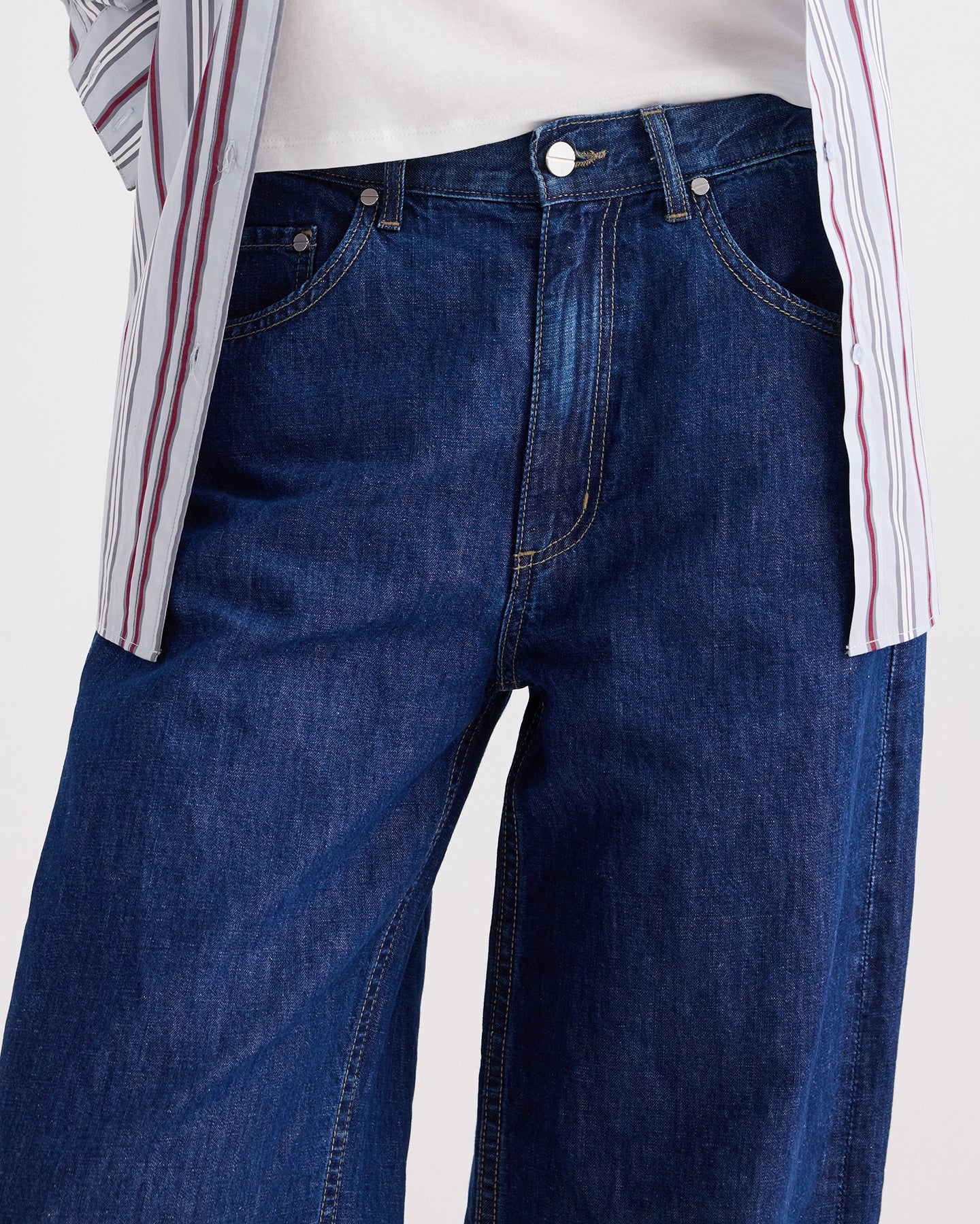 TWP Dark stone Song Sung Blue in Linen Cotton Denim view 2