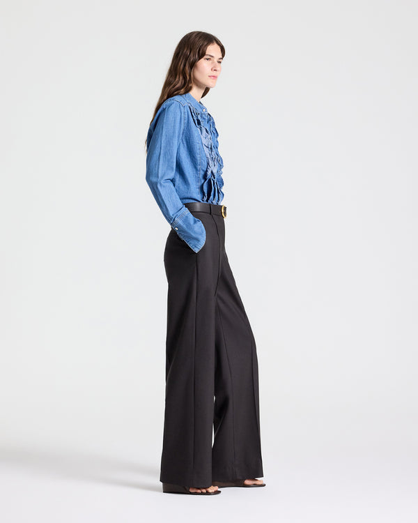 TWP Chocolate Isla Pant in Shiny Superstretch Wool view 2