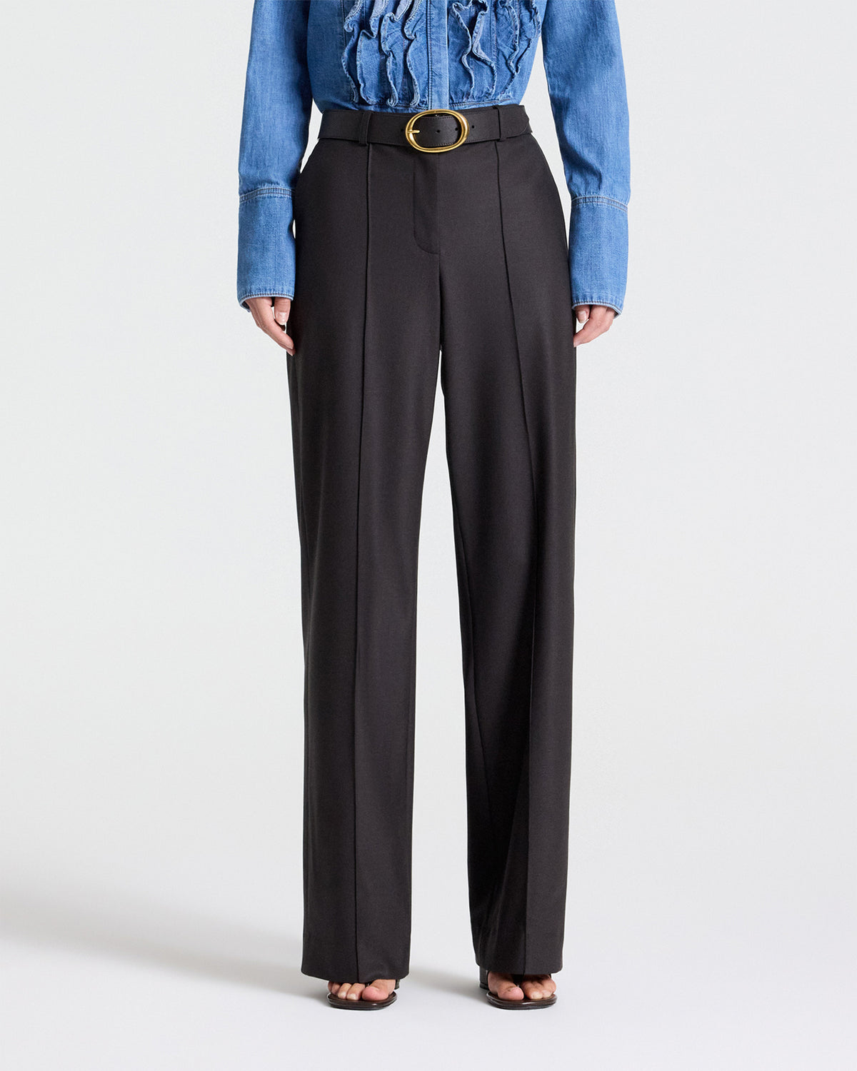 TWP Chocolate Isla Pant in Shiny Superstretch Wool view 3