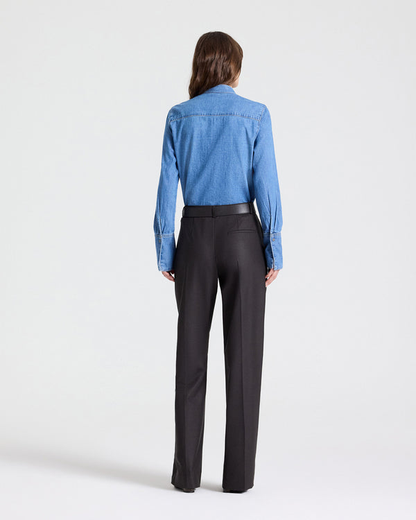 TWP Chocolate Isla Pant in Shiny Superstretch Wool view 4