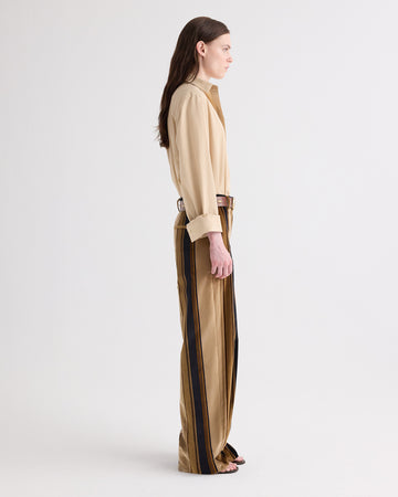 TWP Sepia tint/midnight Isla Pant without Pintuck in Baiadere Stripe Cotton Velvet view 4