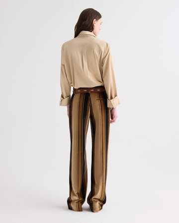 TWP Sepia tint/midnight Isla Pant without Pintuck in Baiadere Stripe Cotton Velvet view 5