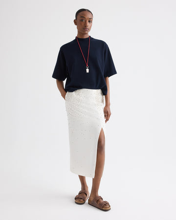 TWP Ivory Lady Like Skirt in Scattered Crystals view 1