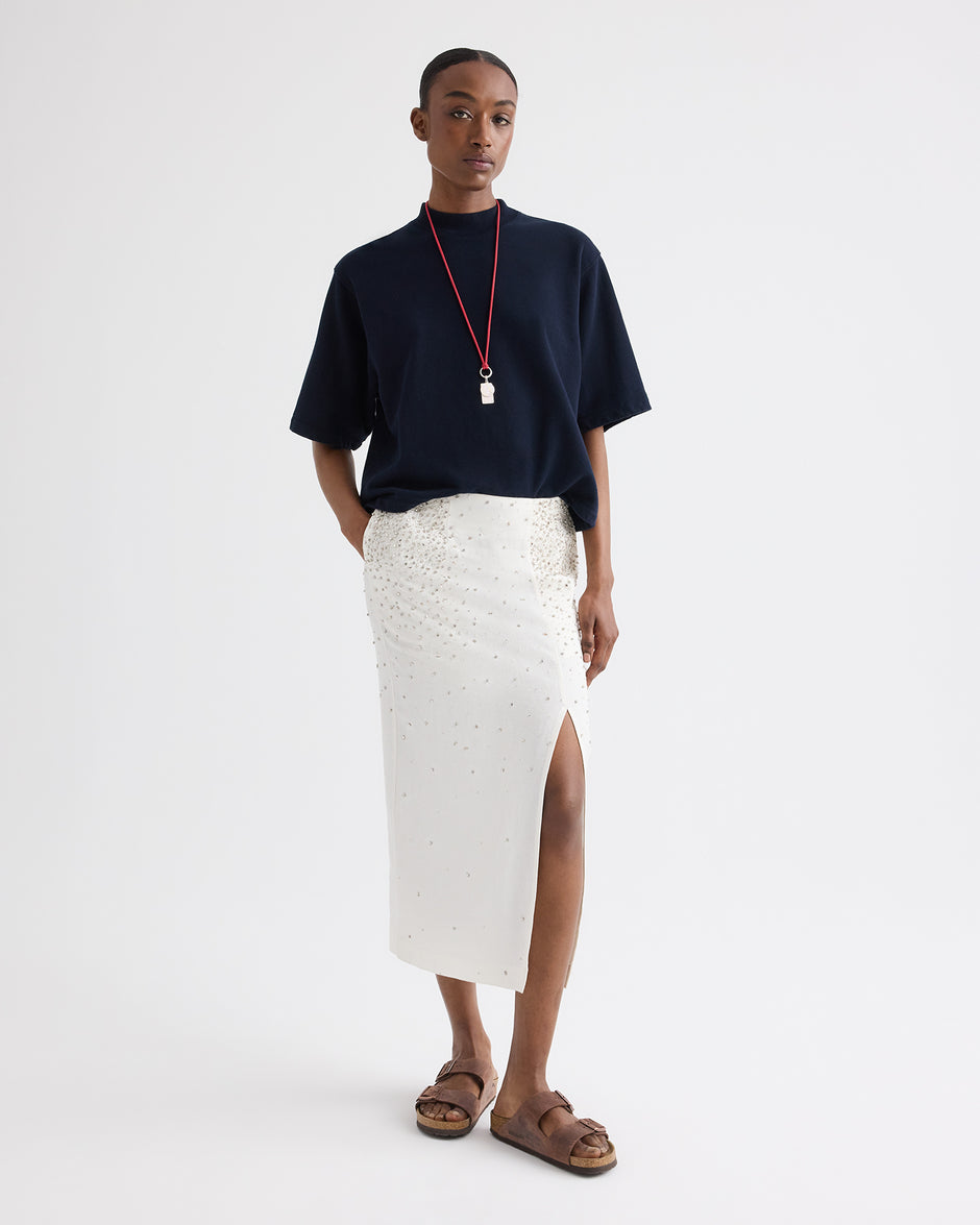 TWP Ivory Lady Like Skirt in Scattered Crystals view 1