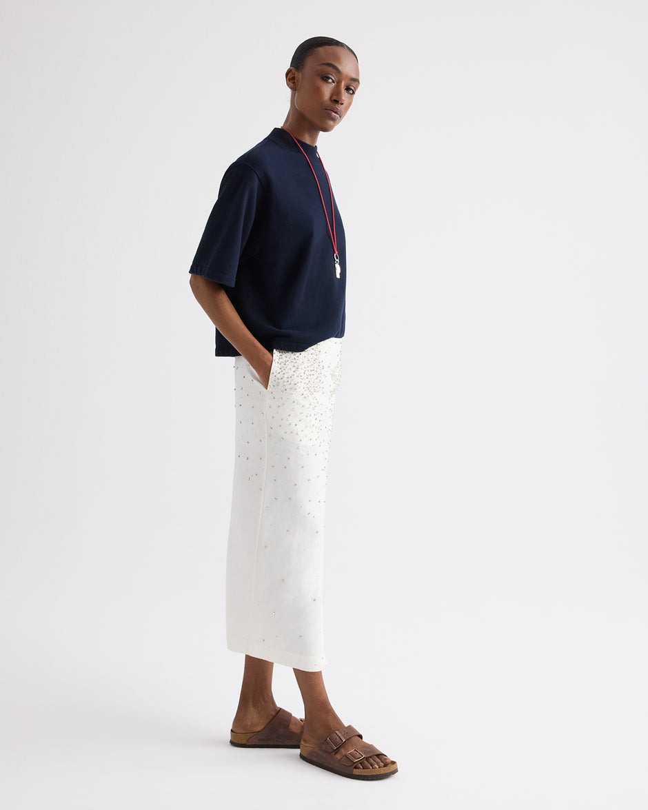 TWP Ivory Lady Like Skirt in Scattered Crystals view 3