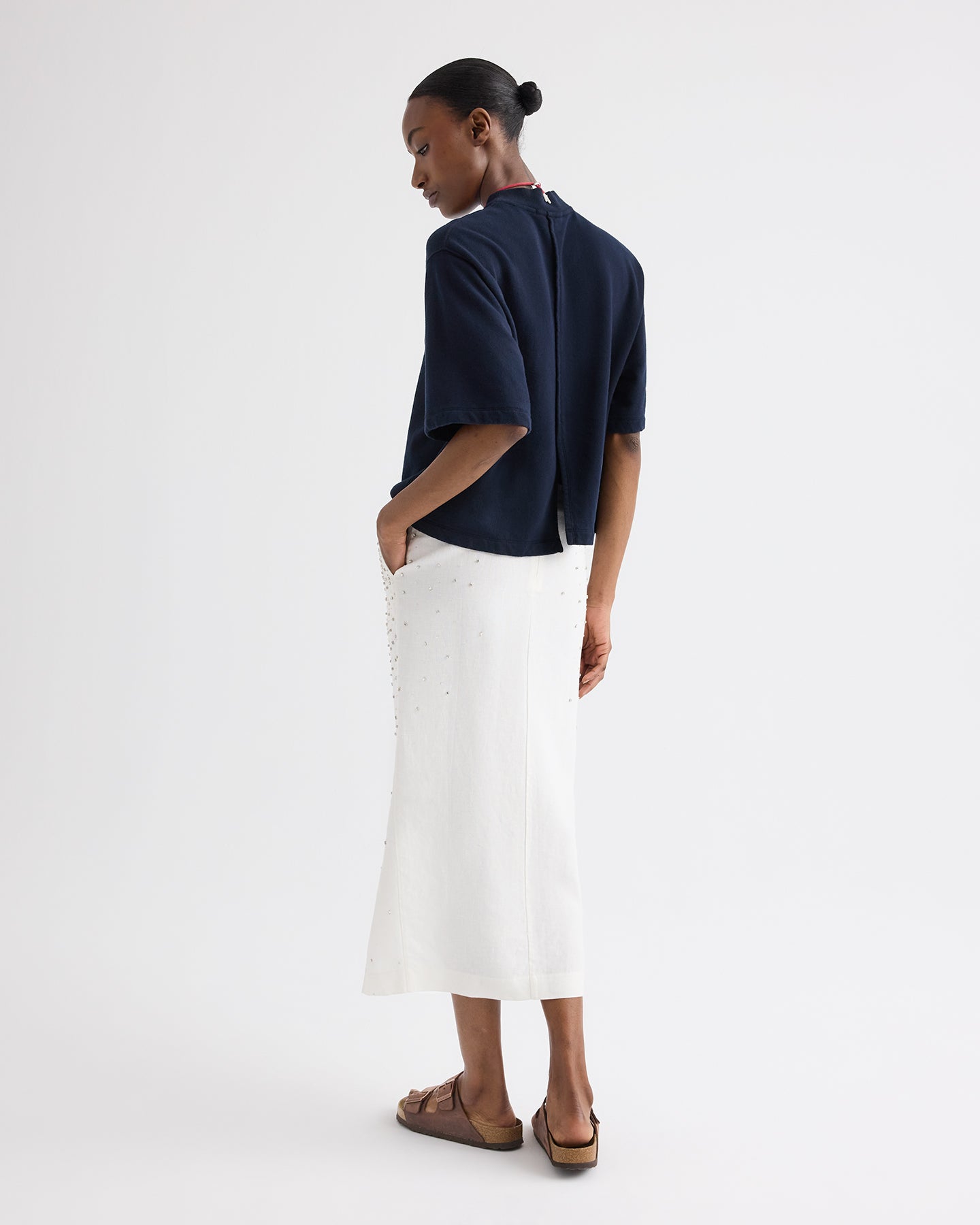 TWP Ivory Lady Like Skirt in Scattered Crystals view 4