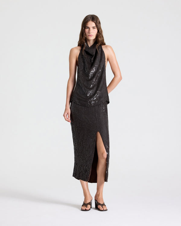 TWP Delicioso Ladylike Skirt in Fishscale Sequins view 2