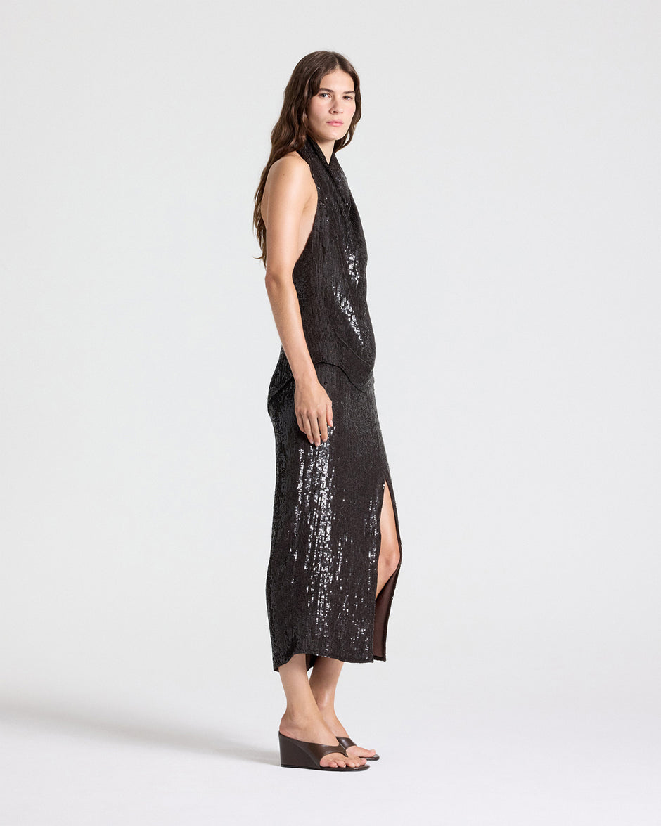 TWP Delicioso Ladylike Skirt in Fishscale Sequins view 3