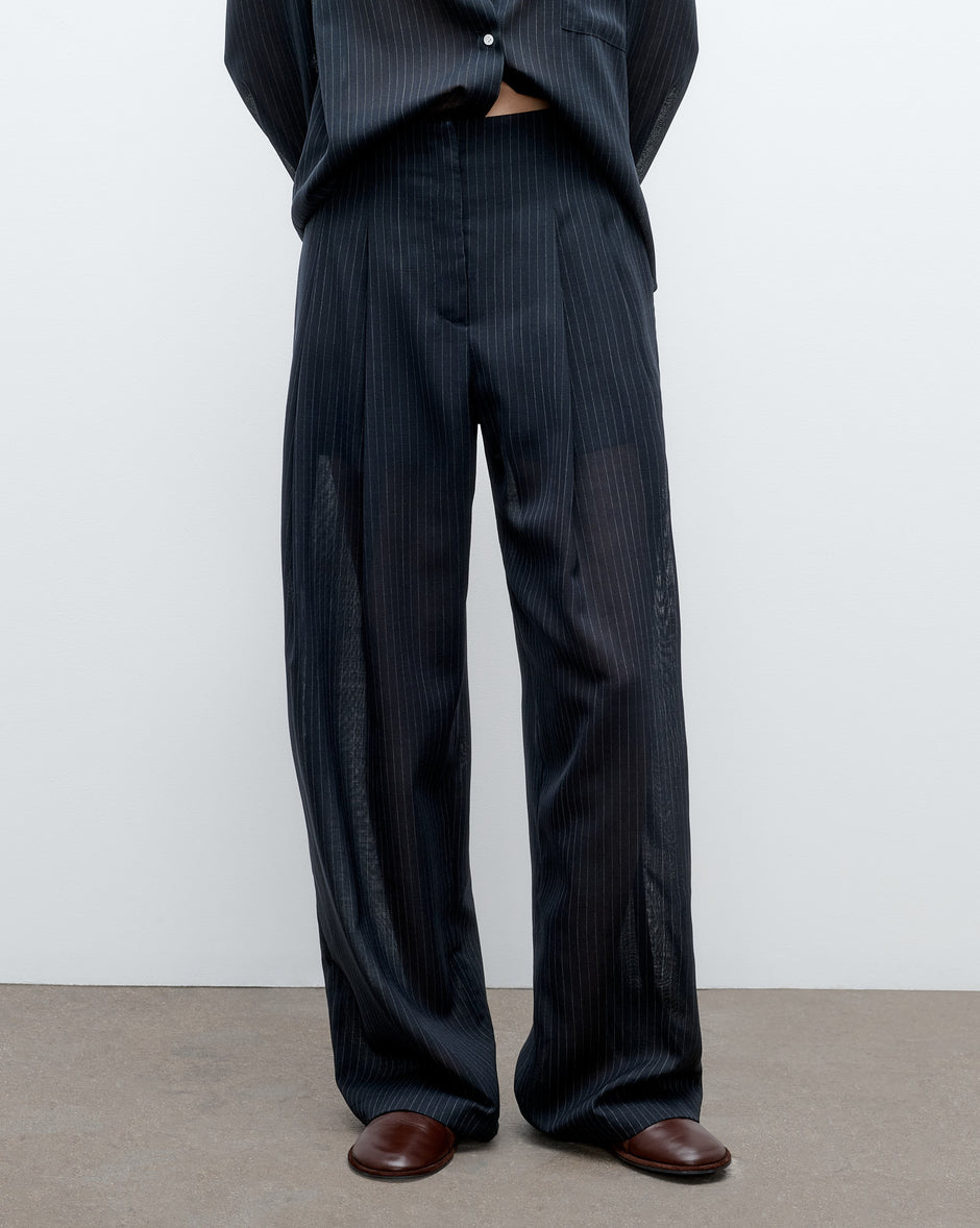 TWP Midnight / white Carrie&#39;s Trouser in Wool Voile view 2
