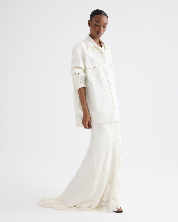 TWP Ivory Lace Skirt in Silk Charmeuse view 1
