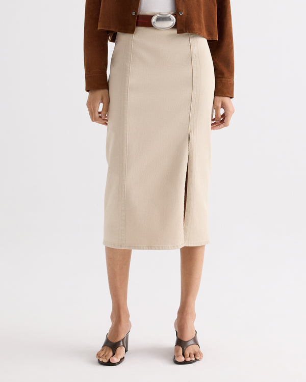TWP Sandshell Pencil Skirt With Details in Sandshell Denim view 3