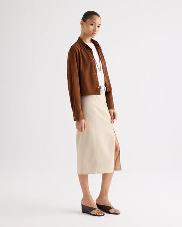 TWP Sandshell Pencil Skirt With Details in Sandshell Denim view 4