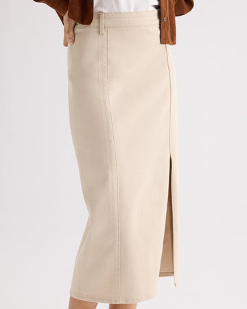 TWP Sandshell Pencil Skirt With Details in Sandshell Denim view 2