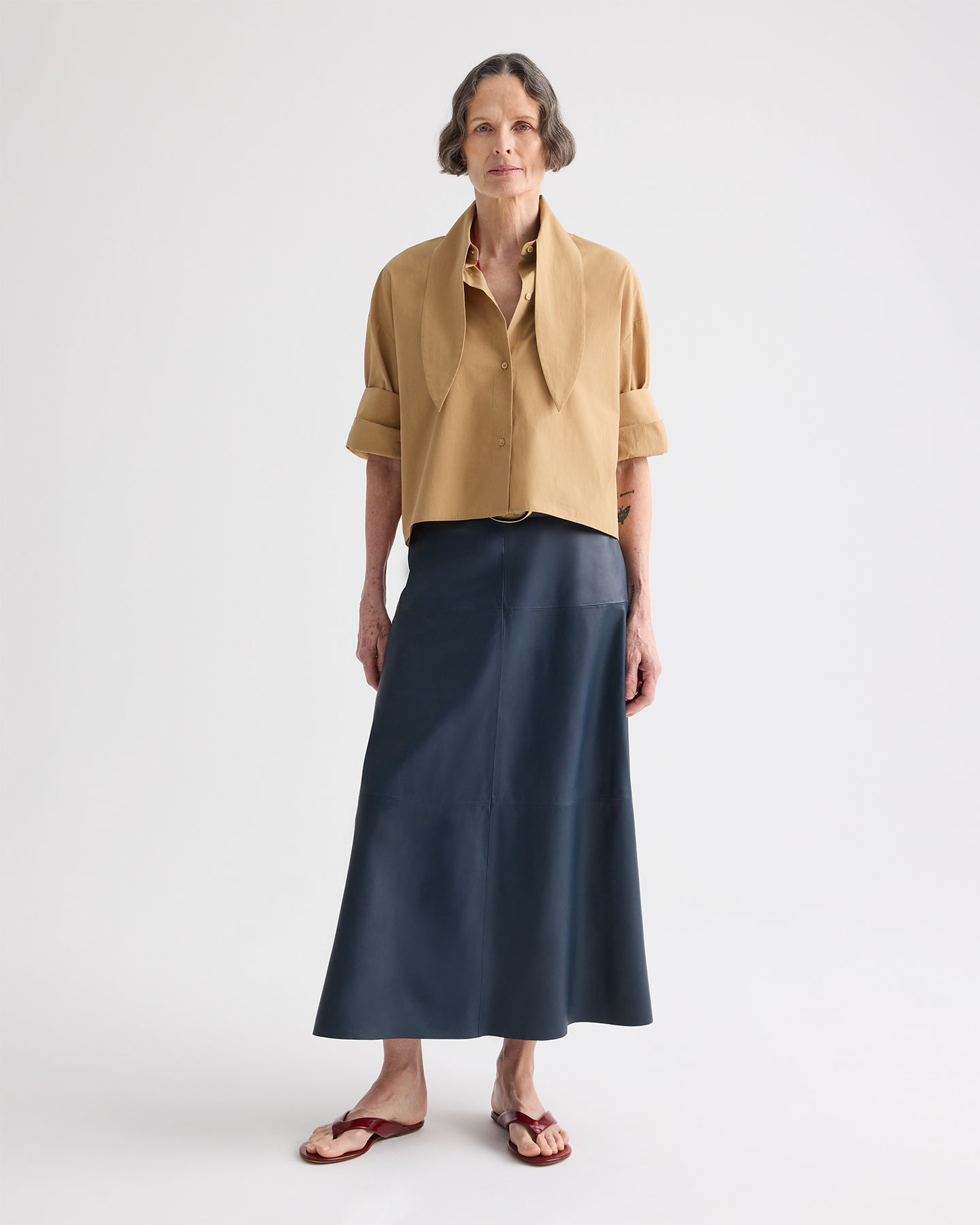 TWP Sea storm A-Line Skirt With Seams in Leather view 3