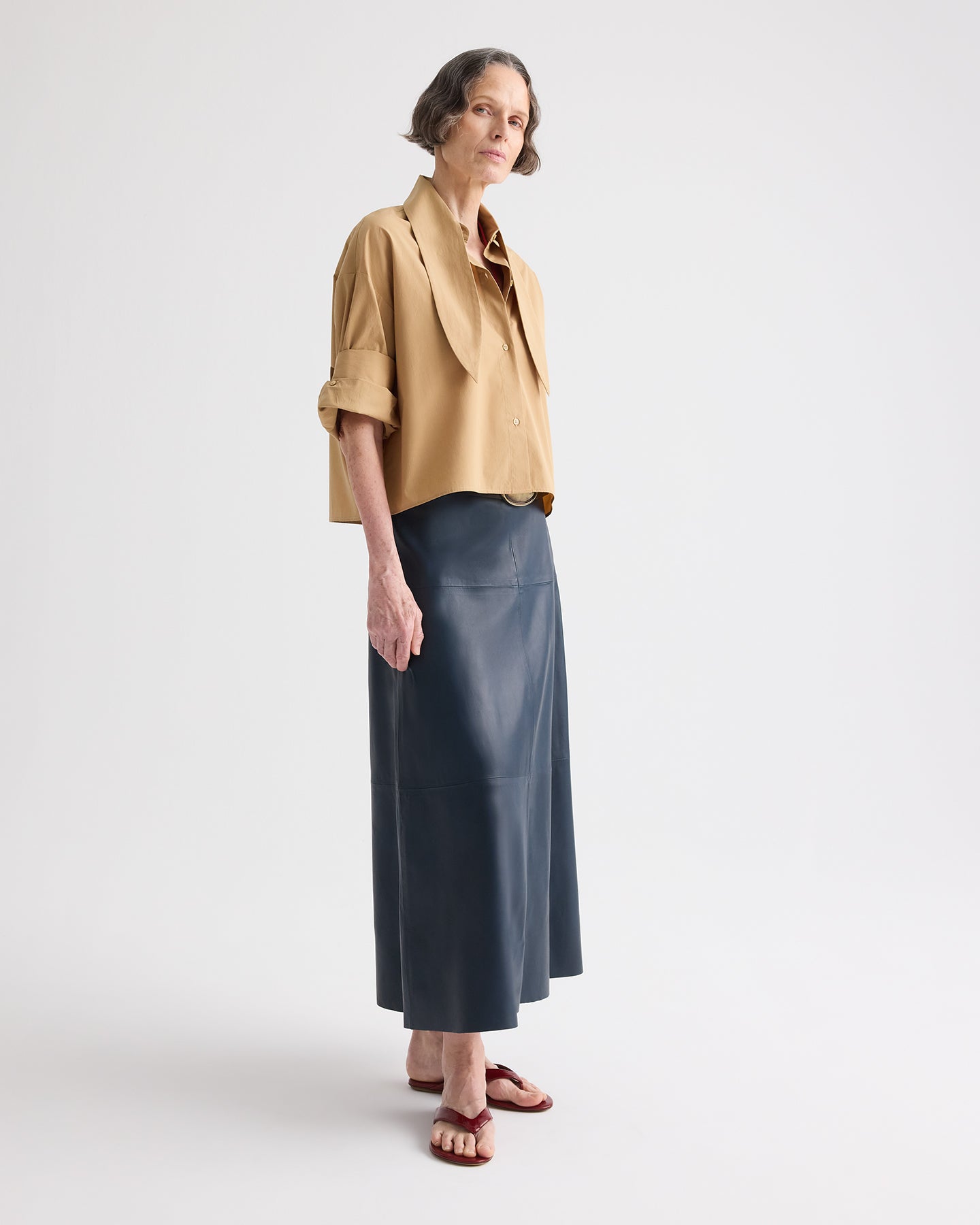 TWP Sea storm A-Line Skirt With Seams in Leather view 1