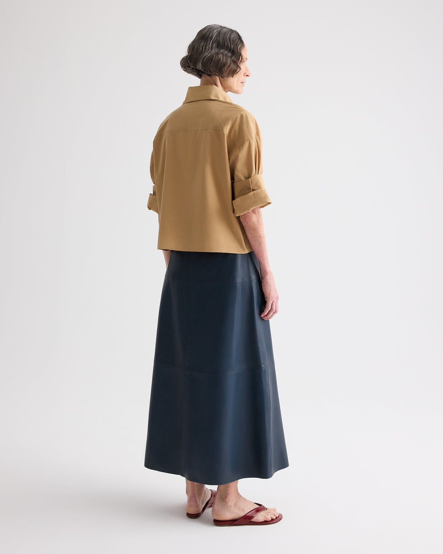 TWP Sea storm A-Line Skirt With Seams in Leather view 4