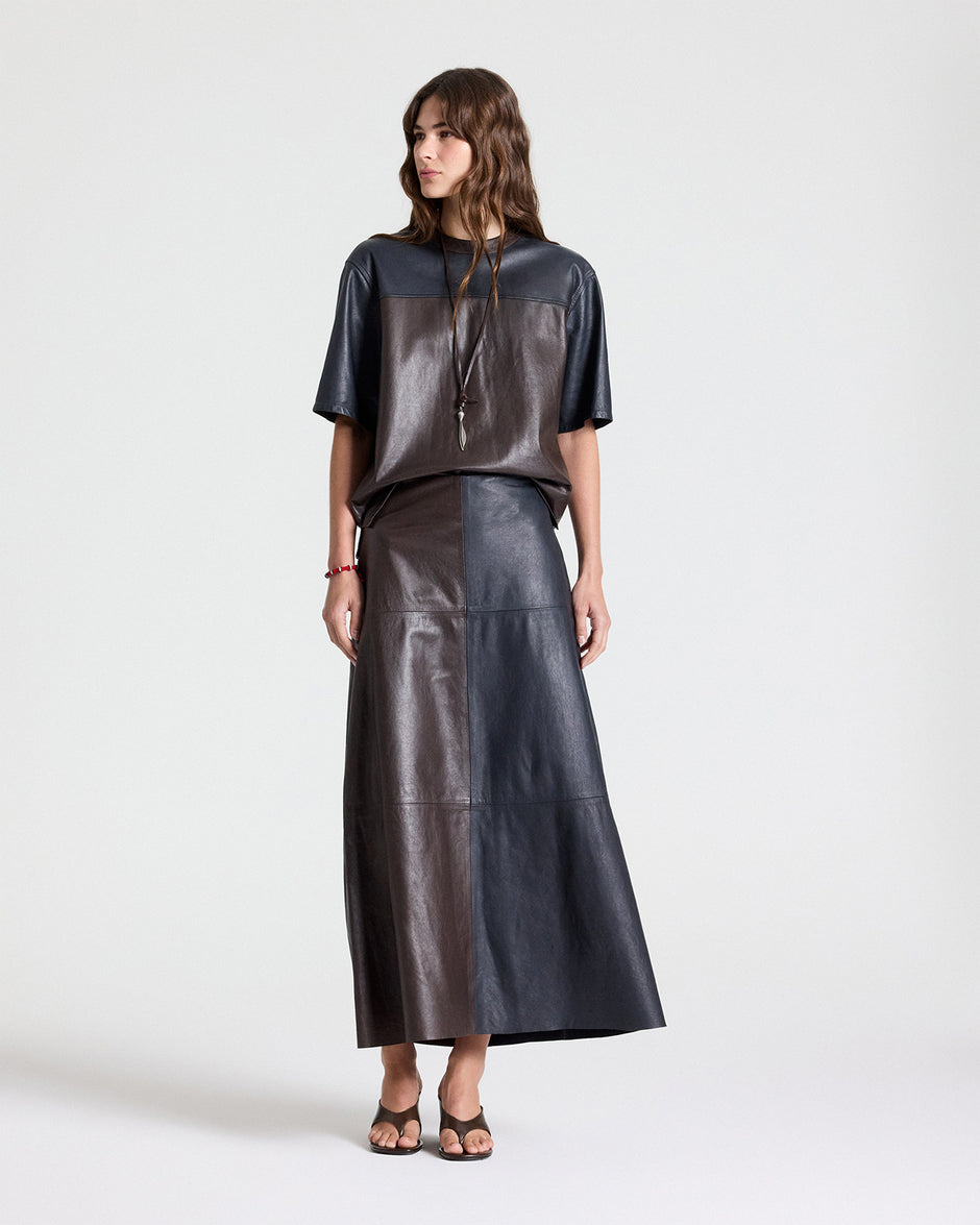 TWP Midnight / dark chocolate A-LINE SKIRT W CUT SEAMS - MIDNIGHT / DARK CHOCOLATE view 1