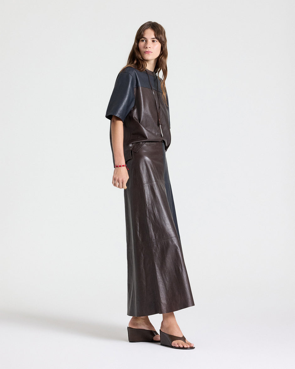 TWP Midnight / dark chocolate A-LINE SKIRT W CUT SEAMS - MIDNIGHT / DARK CHOCOLATE view 4