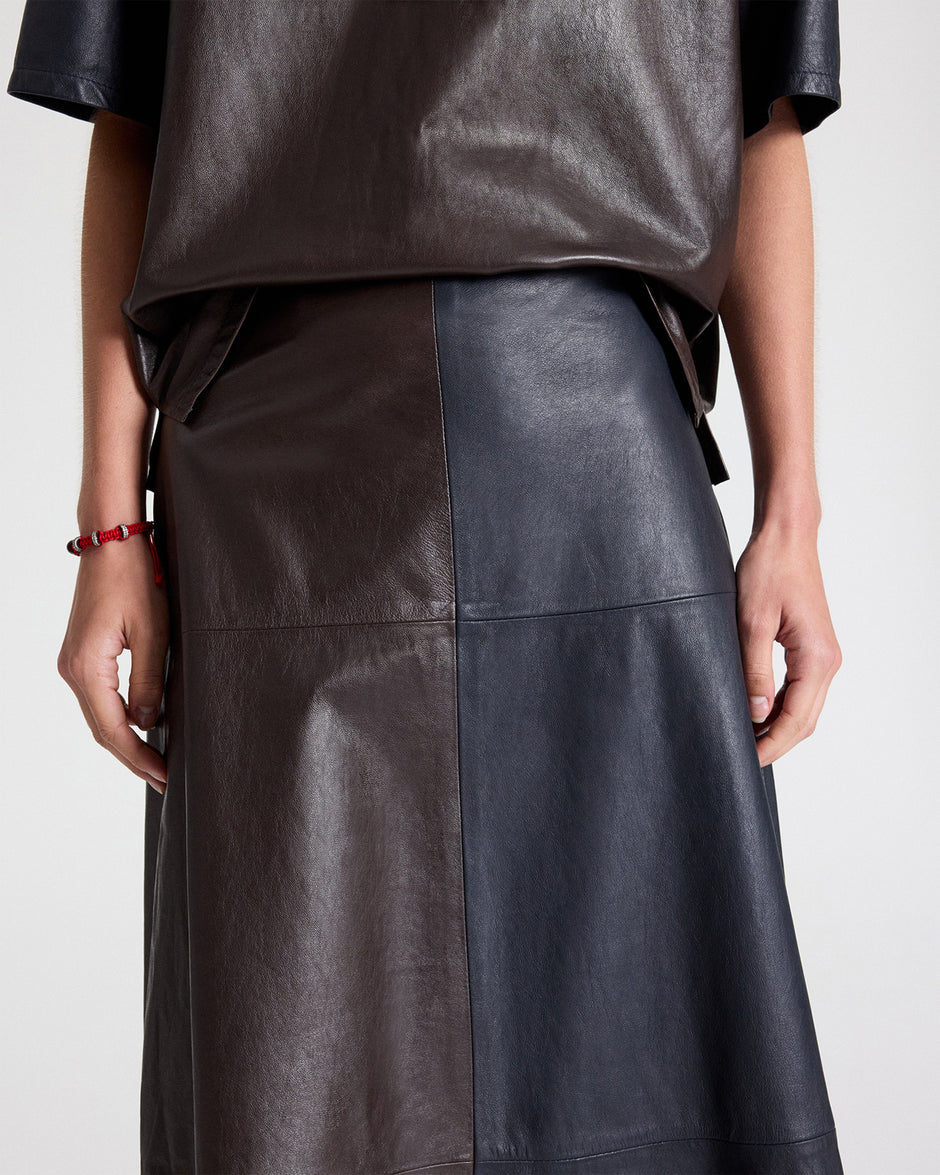 TWP Midnight / dark chocolate A-LINE SKIRT W CUT SEAMS - MIDNIGHT / DARK CHOCOLATE view 3