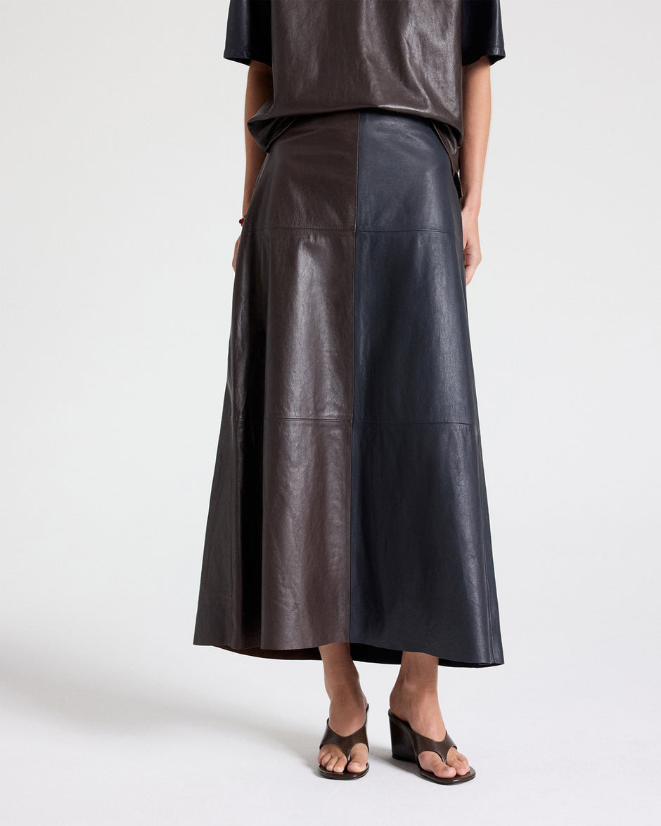 TWP Midnight / dark chocolate A-LINE SKIRT W CUT SEAMS - MIDNIGHT / DARK CHOCOLATE view 2