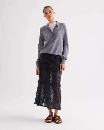 TWP Night sky A-Line Skirt in Perforated Leather view 1
