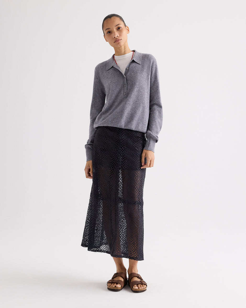 TWP Night sky A-Line Skirt in Perforated Leather view 1