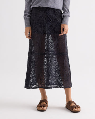 TWP Night sky A-Line Skirt in Perforated Leather view 2
