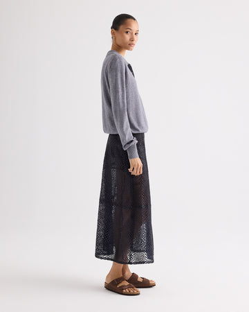 TWP Night sky A-Line Skirt in Perforated Leather view 3