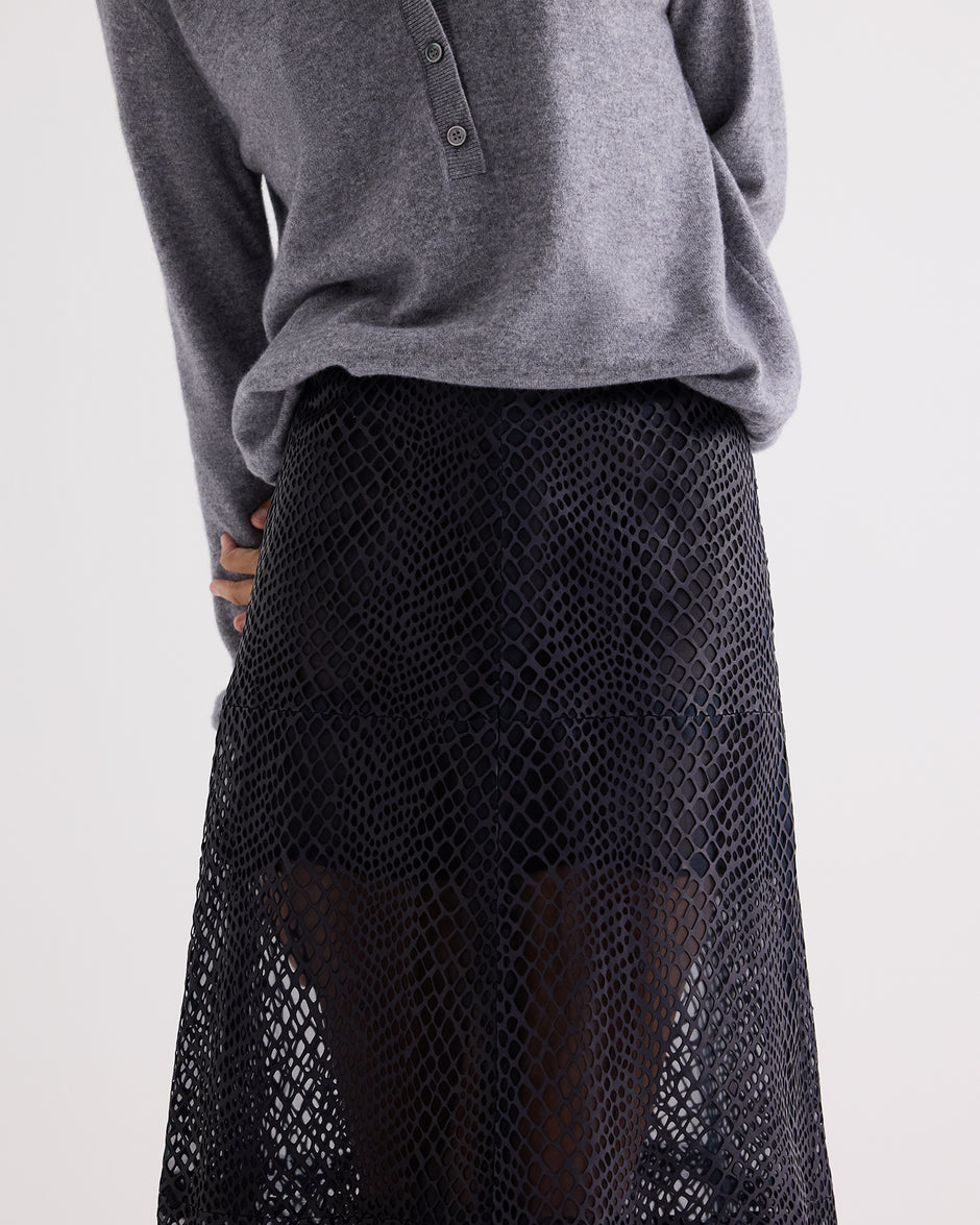 TWP Night sky A-Line Skirt in Perforated Leather view 5