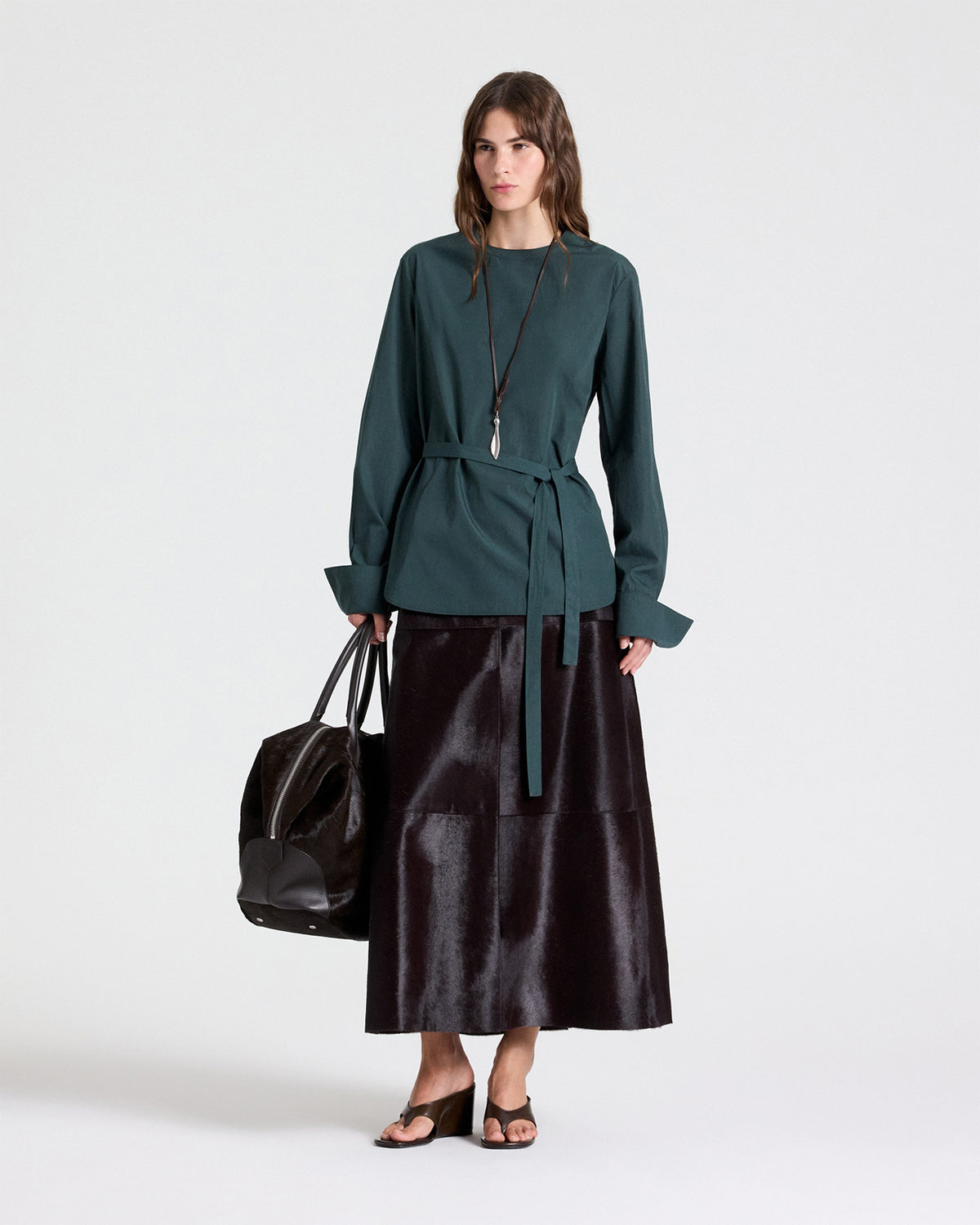 TWP Wine The A-Line Skirt in Ponyhair view 1
