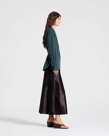 TWP Wine The A-Line Skirt in Ponyhair view 4