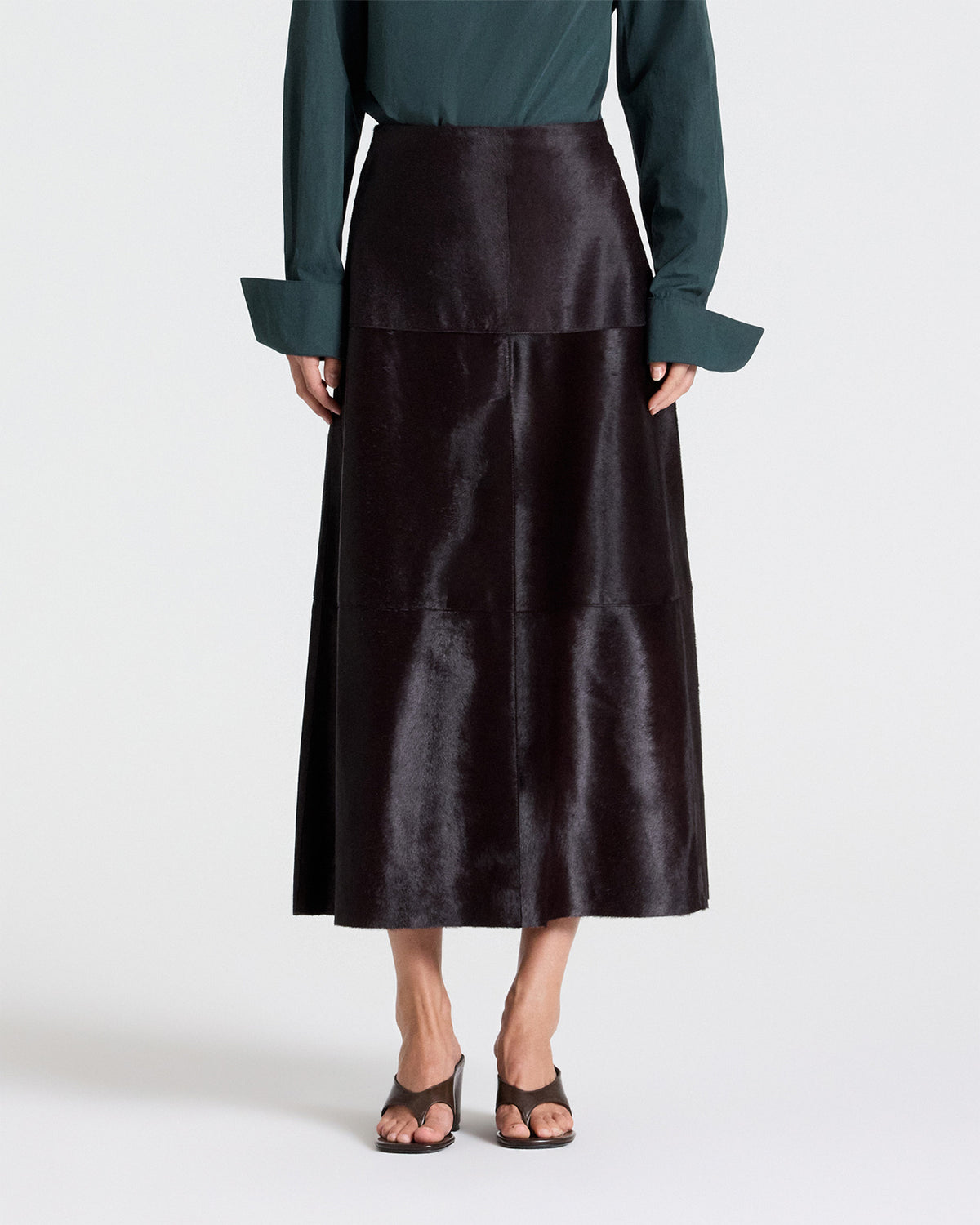 TWP Wine The A-Line Skirt in Ponyhair view 6